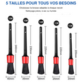 Lot de 5 pinceaux de nettoyage auto – detailing intérieur & extérieur