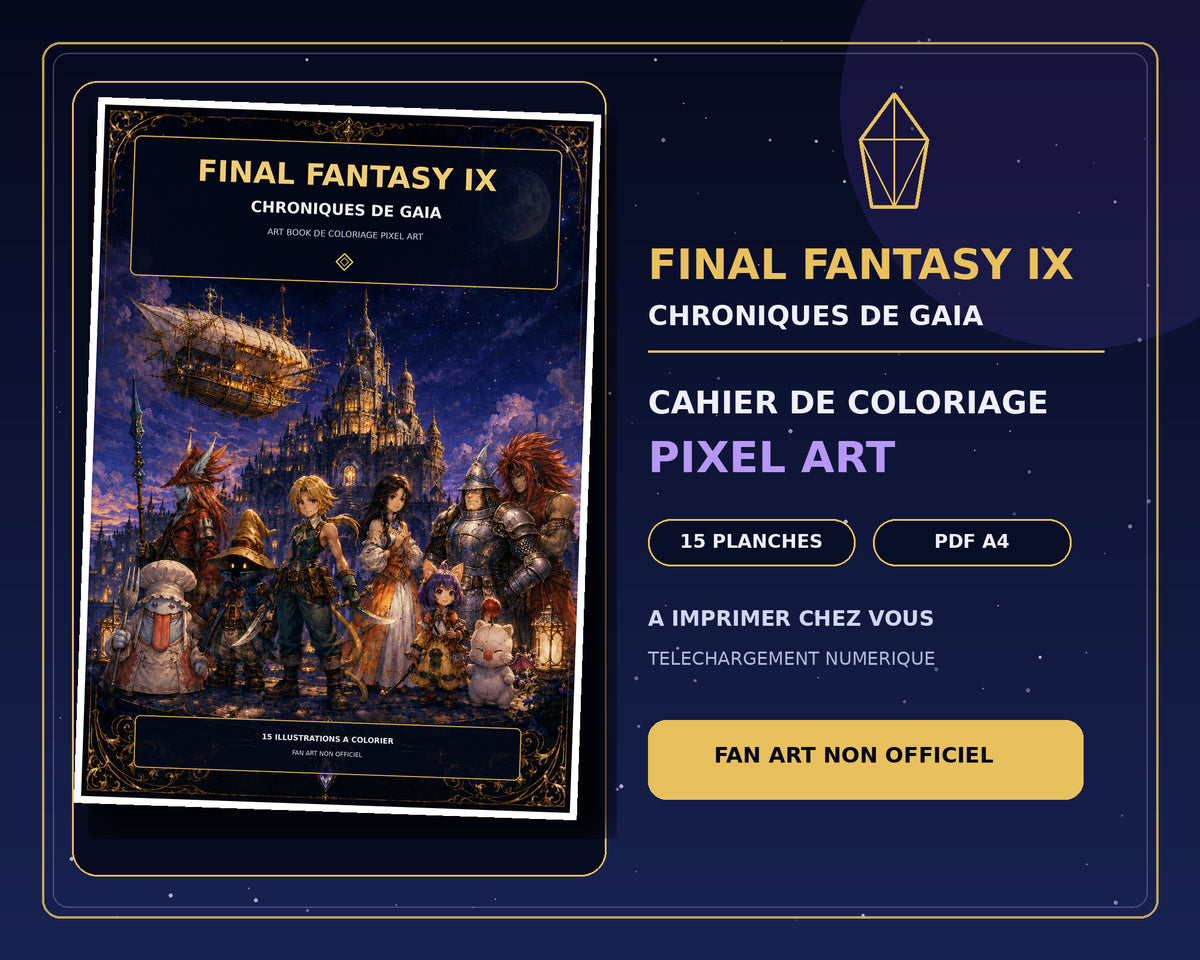 Final Fantasy IX Pixel Art Color Book – Livre de coloriage PDF
