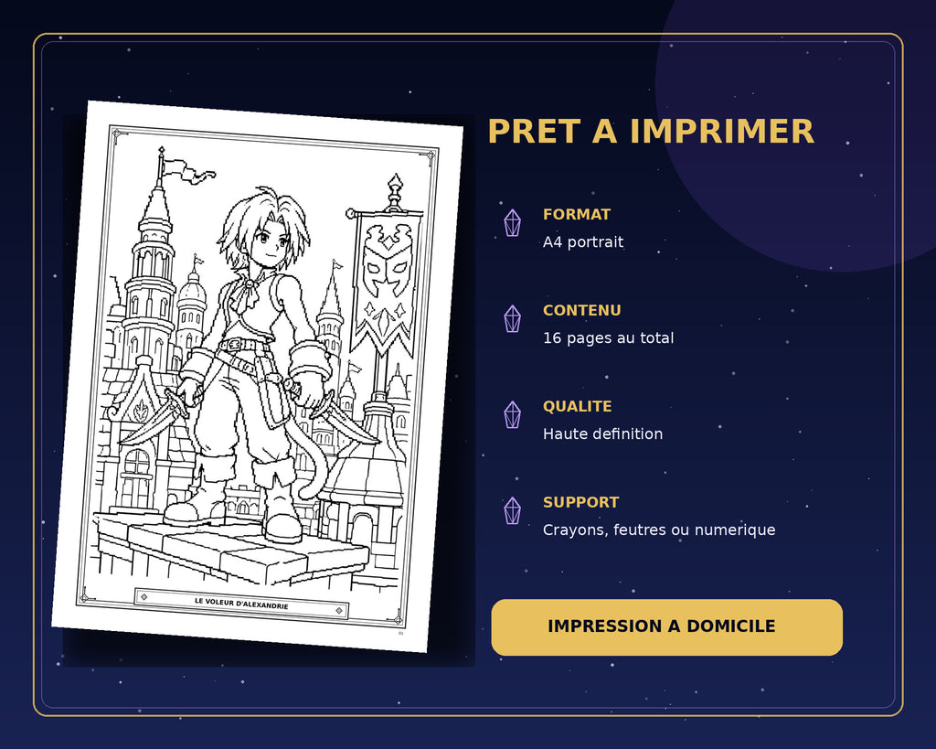 Final Fantasy IX Pixel Art Color Book – Livre de coloriage PDF