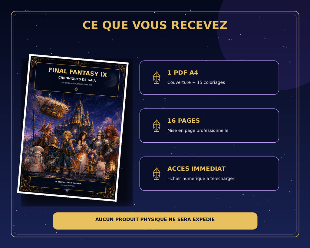Final Fantasy IX Pixel Art Color Book – Livre de coloriage PDF