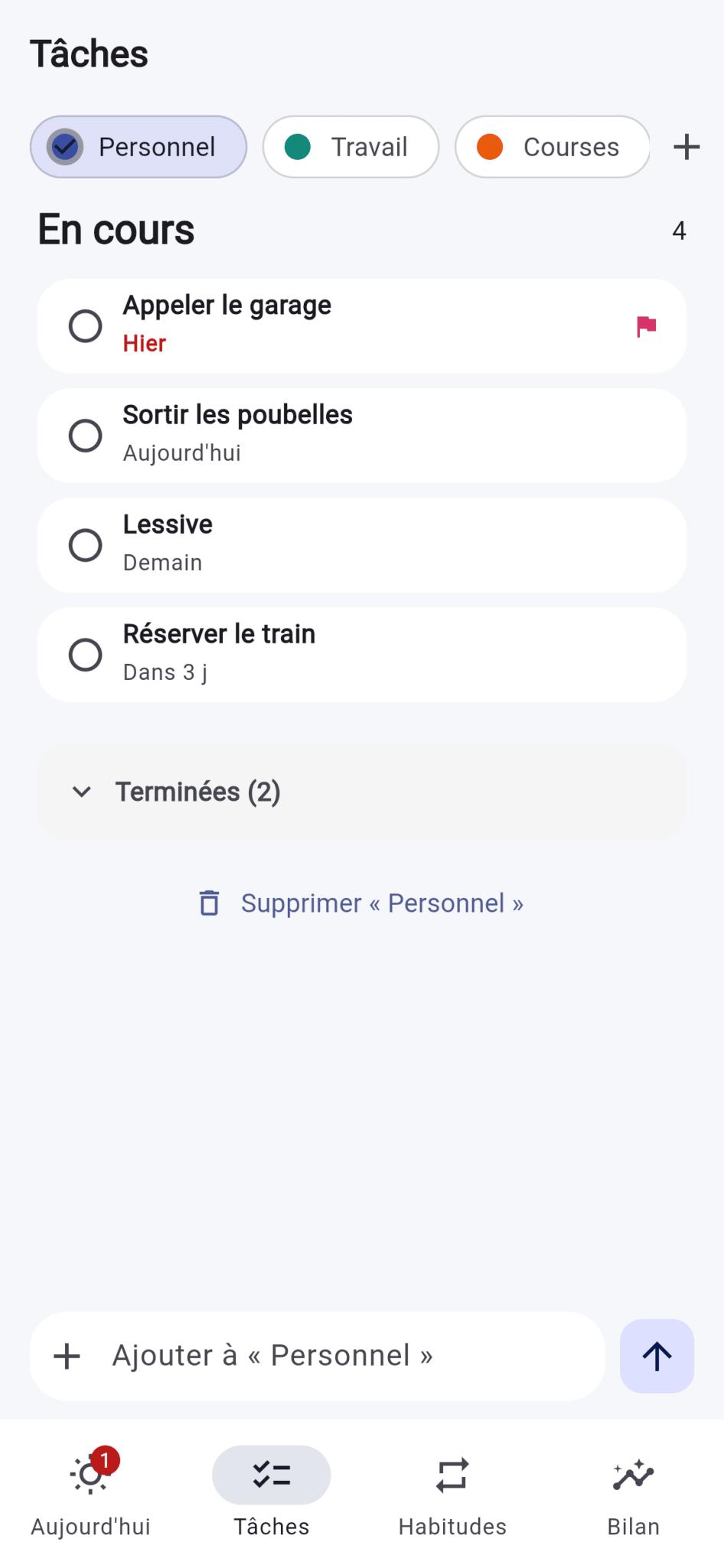 Capture de Template Flutter Premium Cadence — Tâches et habitudes