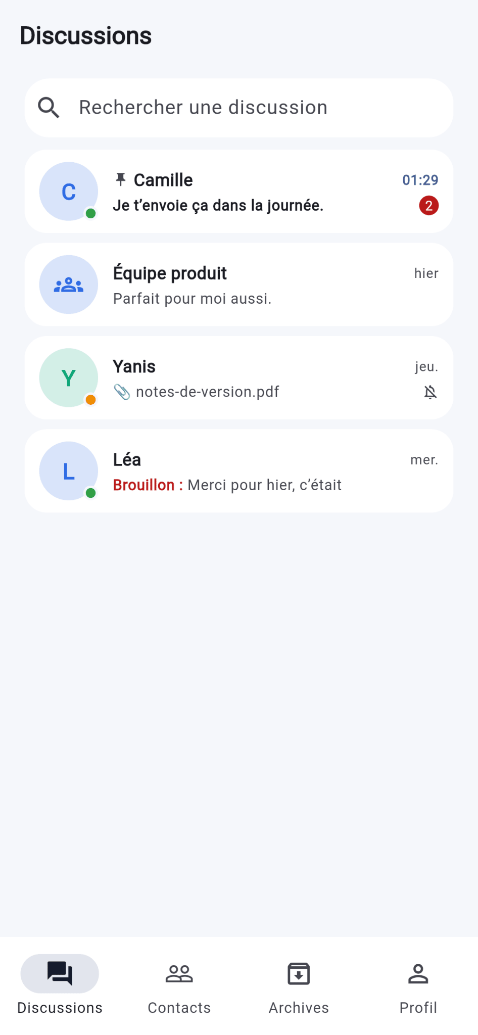Capture de Template Flutter Premium Écho — Messagerie mobile