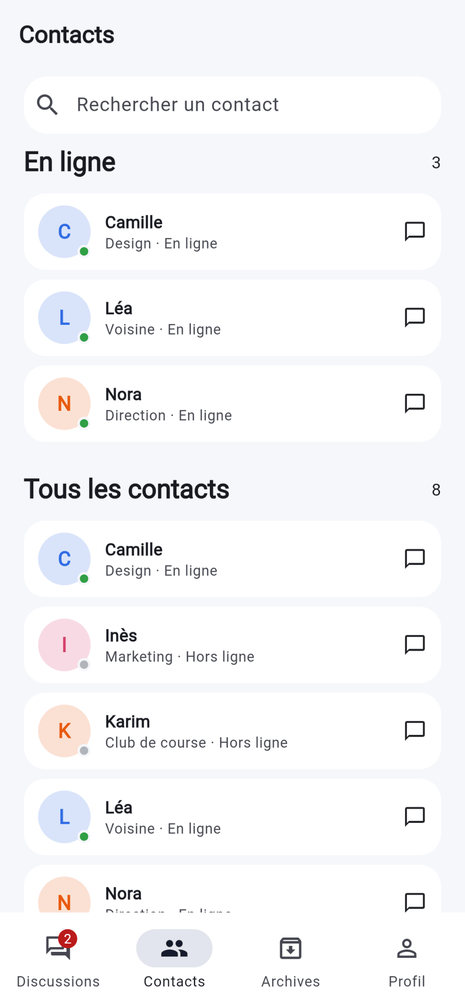 Capture de Template Flutter Premium Écho — Messagerie mobile