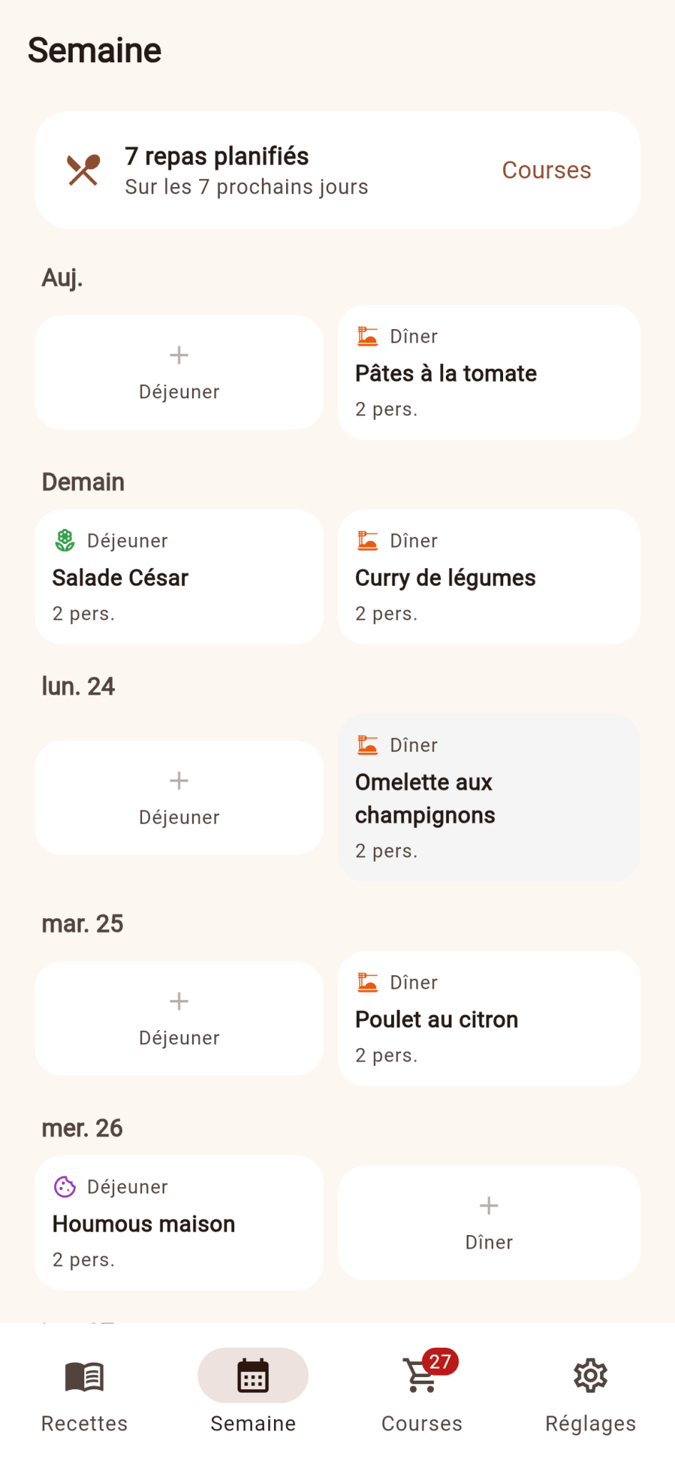 Capture de Template Flutter Premium Marmite — Recettes et repas