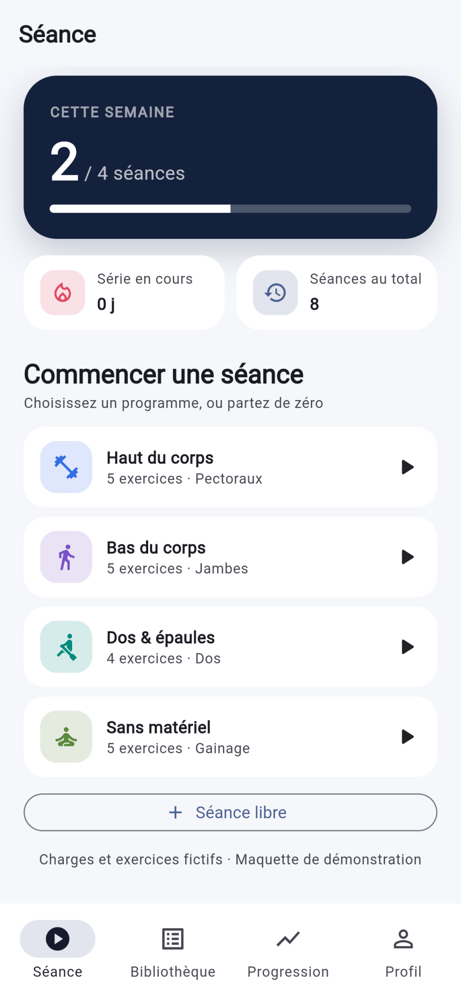 Capture de Template Flutter Premium Pulse — Suivi d’entraînement